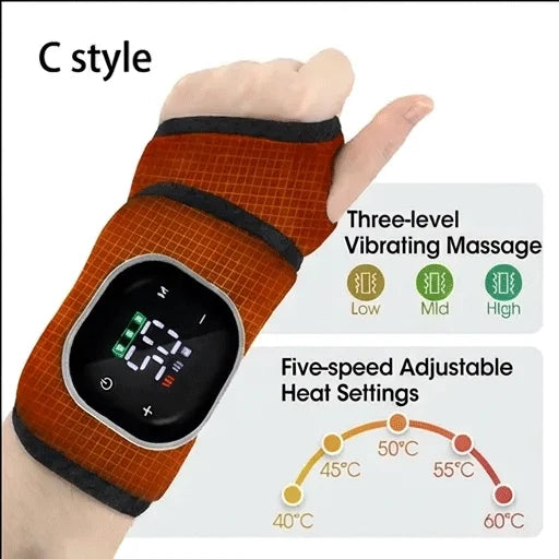 Red Light Therapy Wrist Massager 3000mAh Heated Vibration Brace for Carpal Tunnel Arthritis Pain Relief 36 Triple-Chip 660nm LED
