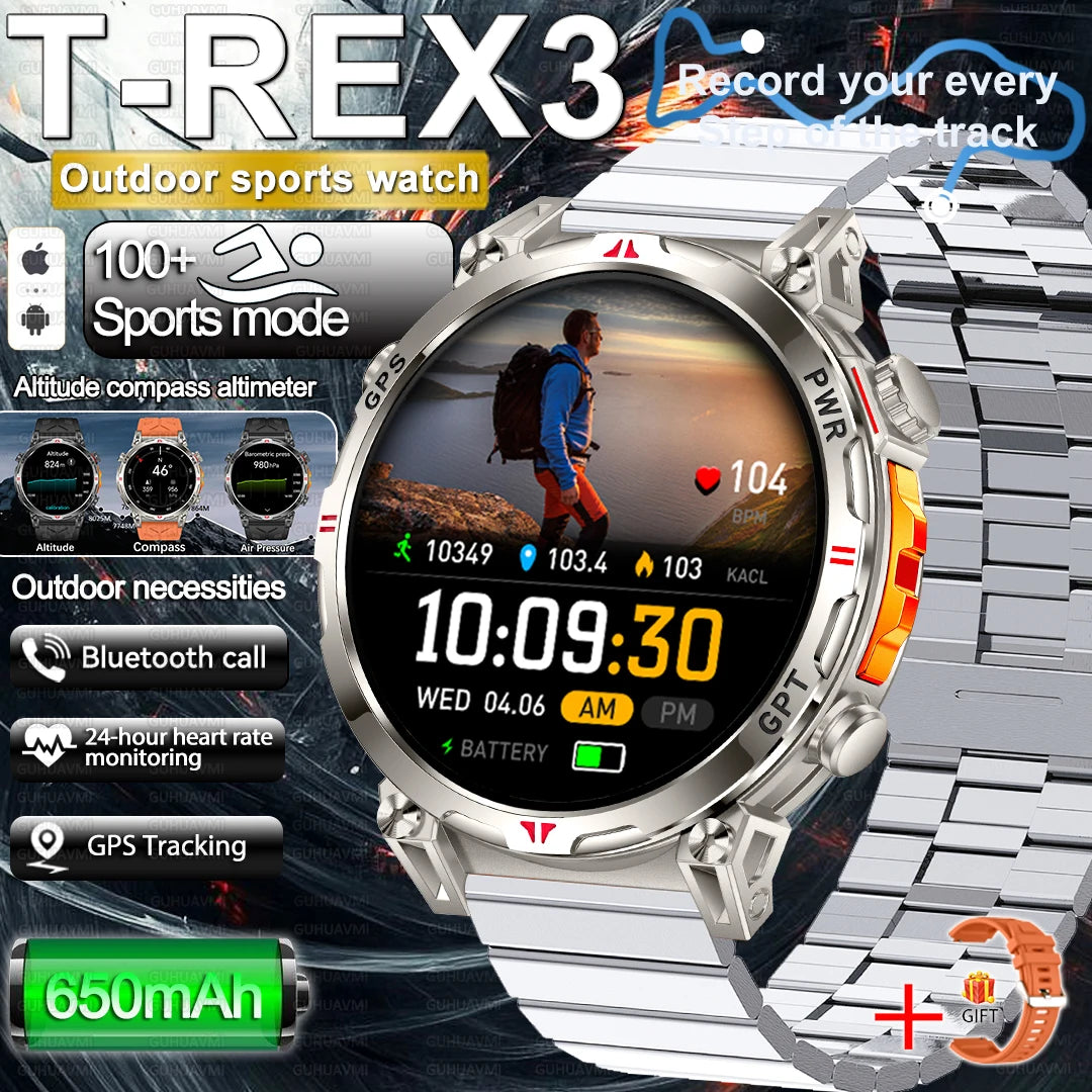 2025 New Military Dual-Band GPS SmartWatch Compass 10ATM Waterproof Tactics Compass Altimeter 100+Sport BT call Smart Watch Men - Fitmora™