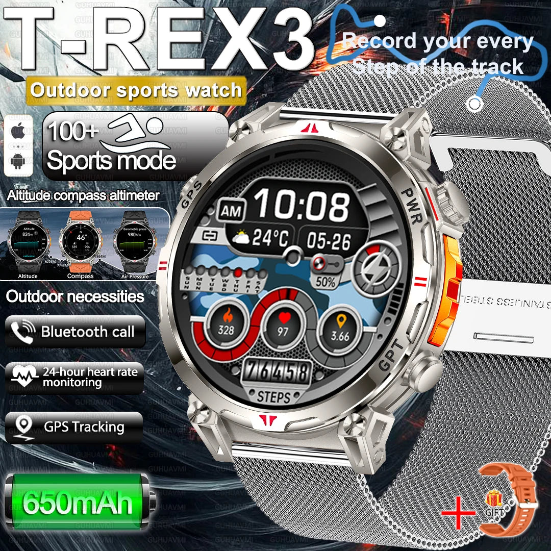 2025 New Military Dual-Band GPS SmartWatch Compass 10ATM Waterproof Tactics Compass Altimeter 100+Sport BT call Smart Watch Men - Fitmora™