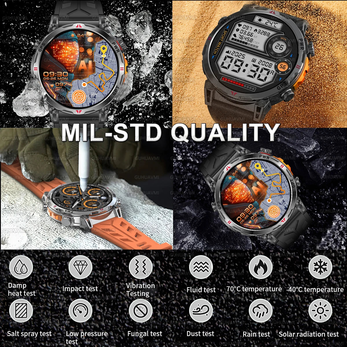 2025 New Military Dual-Band GPS SmartWatch Compass 10ATM Waterproof Tactics Compass Altimeter 100+Sport BT call Smart Watch Men - Fitmora™