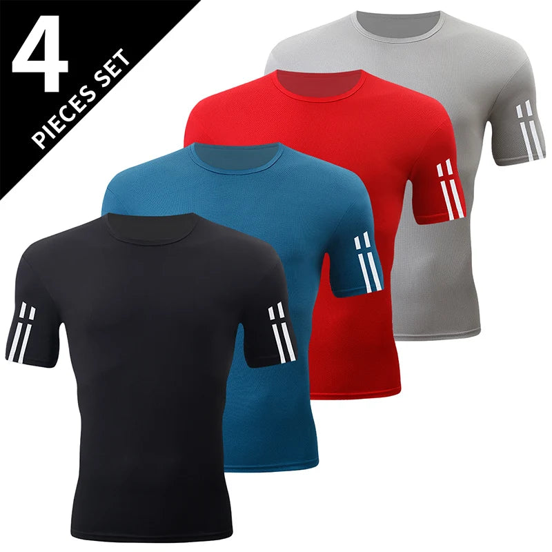 4/1/2 Pack Men's Gradient Quick-drying Sportswear Teenagers Leisure Joker Short-sleeved Multi-size Mixed-color Running Fitness T