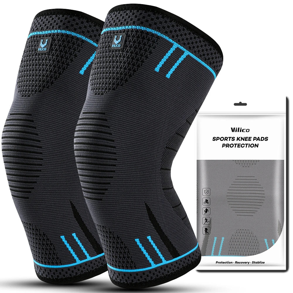 1 Pc Compression Knee Support Sleeve Elastic Knee Pads Brace Springs Gym Sports Protector Basketball Hiking leg guards - Fitmora™