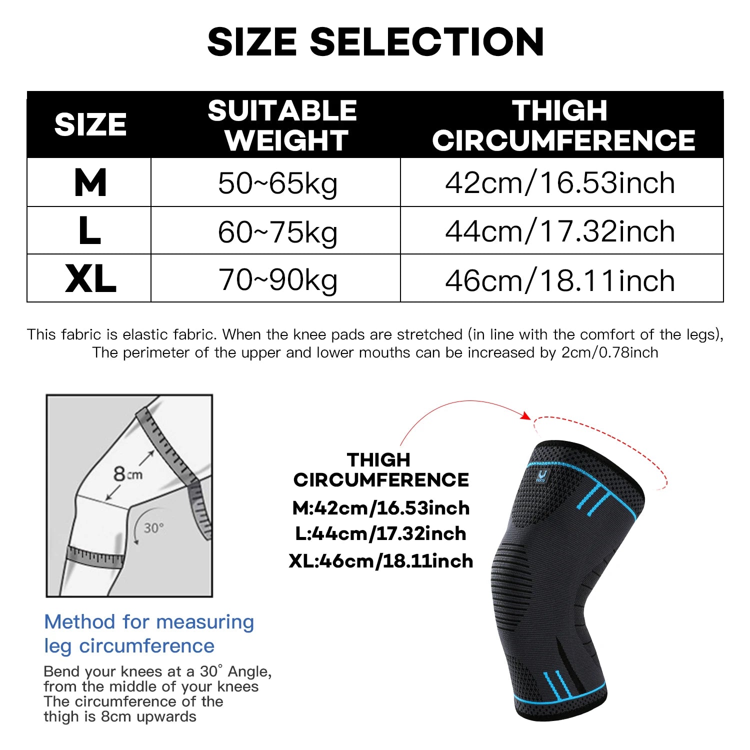1 Pc Compression Knee Support Sleeve Elastic Knee Pads Brace Springs Gym Sports Protector Basketball Hiking leg guards - Fitmora™