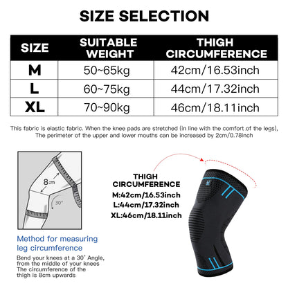 1 Pc Compression Knee Support Sleeve Elastic Knee Pads Brace Springs Gym Sports Protector Basketball Hiking leg guards - Fitmora™