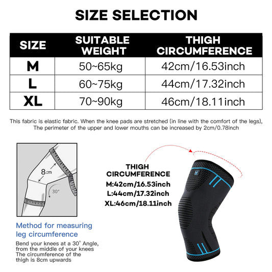 1 Pc Compression Knee Support Sleeve Elastic Knee Pads Brace Springs Gym Sports Protector Basketball Hiking leg guards - Fitmora™