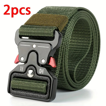 Tactical Belt for Men Quick-Release Buckle Heavy-Duty Nylon Webbing for Outdoor Hunting Survival Gear
