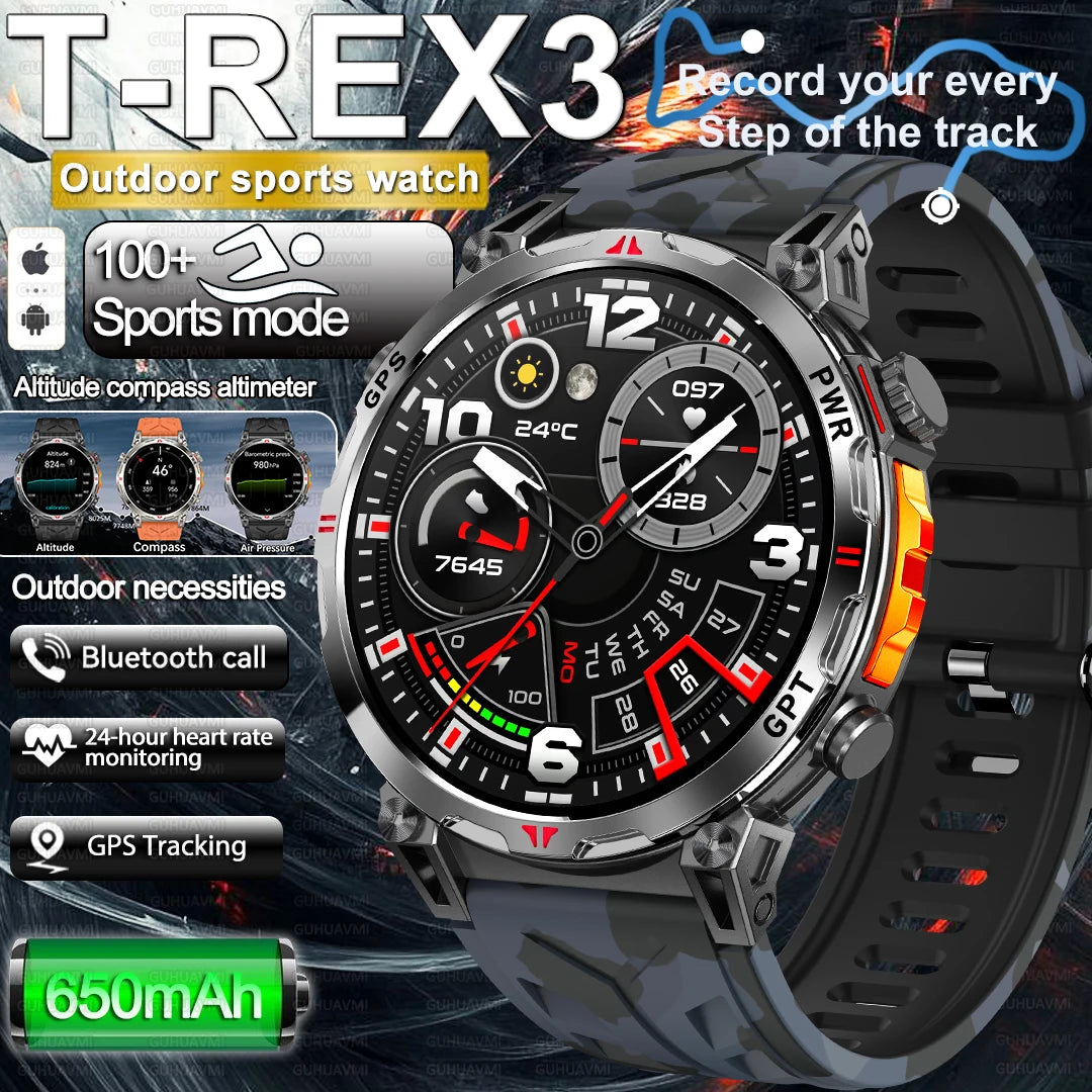 2025 New Military Dual-Band GPS SmartWatch Compass 10ATM Waterproof Tactics Compass Altimeter 100+Sport BT call Smart Watch Men - Fitmora™