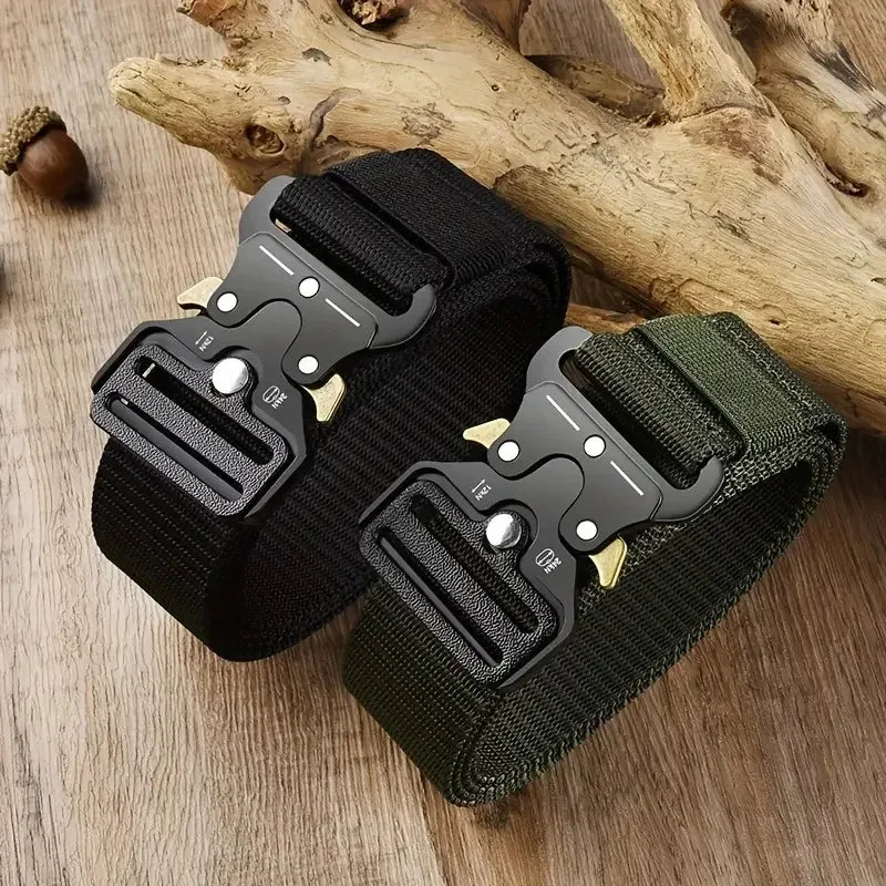 Tactical Belt for Men Quick-Release Buckle Heavy-Duty Nylon Webbing for Outdoor Hunting Survival Gear