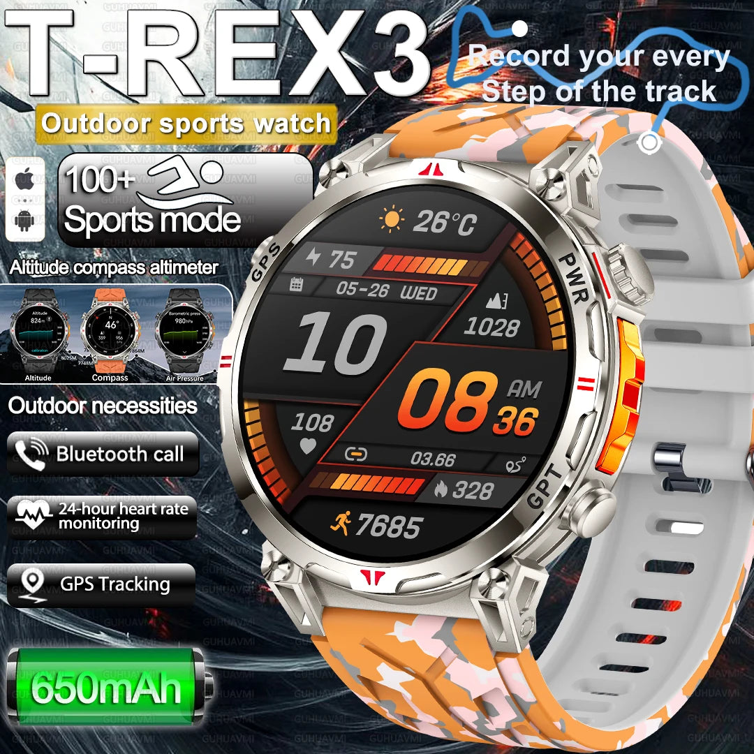 2025 New Military Dual-Band GPS SmartWatch Compass 10ATM Waterproof Tactics Compass Altimeter 100+Sport BT call Smart Watch Men - Fitmora™