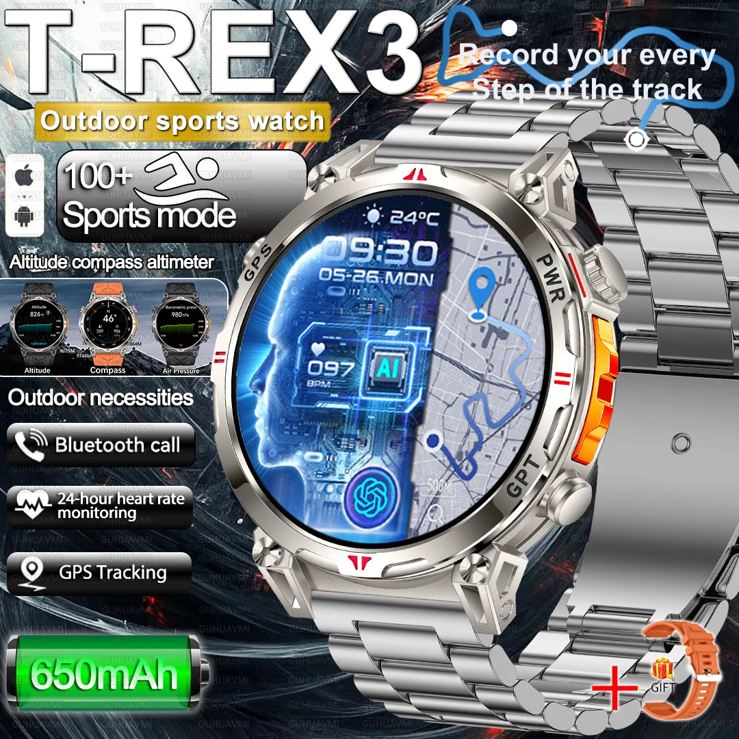 2025 New Military Dual-Band GPS SmartWatch Compass 10ATM Waterproof Tactics Compass Altimeter 100+Sport BT call Smart Watch Men - Fitmora™