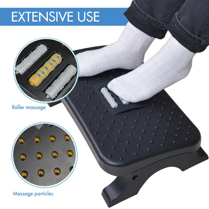 Under Desk Footrest Ergonomic Foot Stool with Massage Rollers Max-Load 120Lbs Desk Leg Rest Pain Relief for Home Office Work - Fitmora™