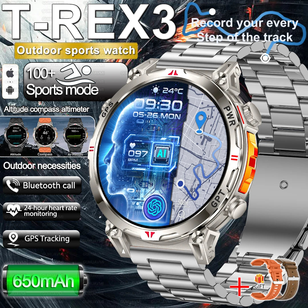 2025 New Military Dual-Band GPS SmartWatch Compass 10ATM Waterproof Tactics Compass Altimeter 100+Sport BT call Smart Watch Men - Fitmora™