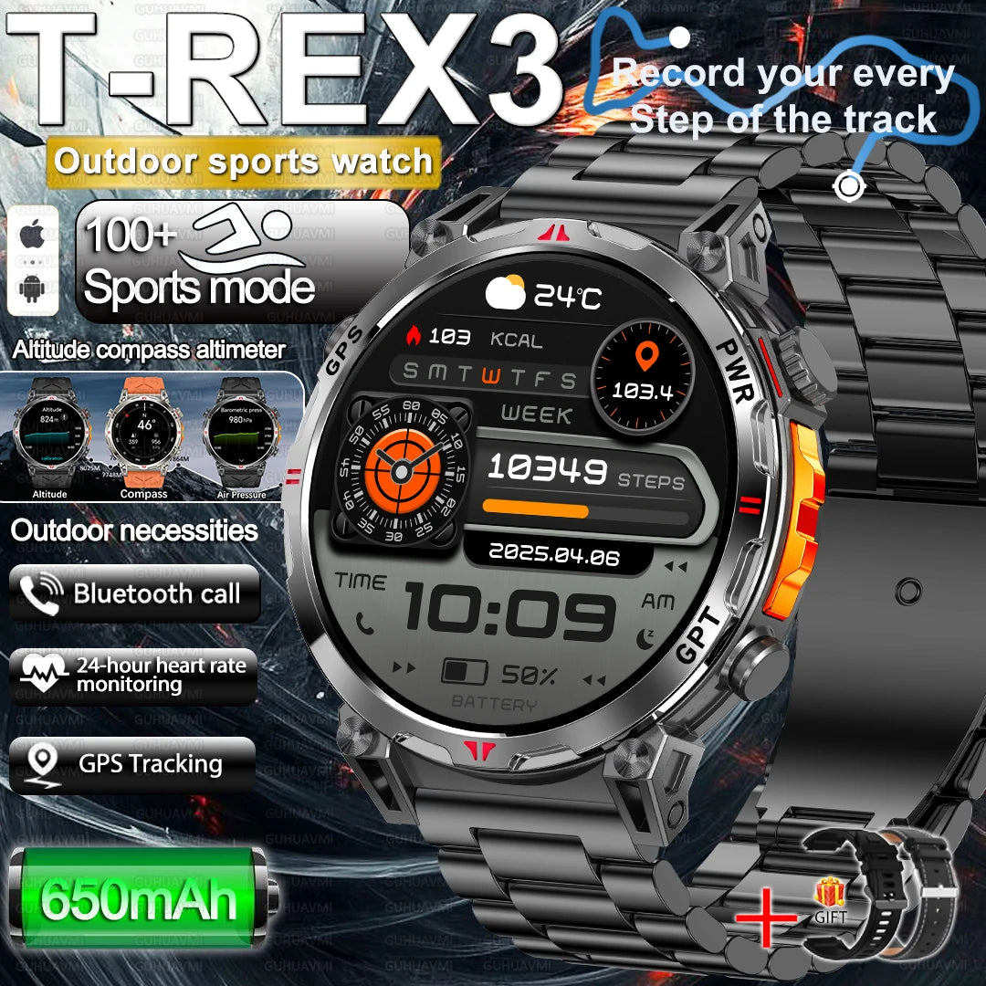 2025 New Military Dual-Band GPS SmartWatch Compass 10ATM Waterproof Tactics Compass Altimeter 100+Sport BT call Smart Watch Men - Fitmora™