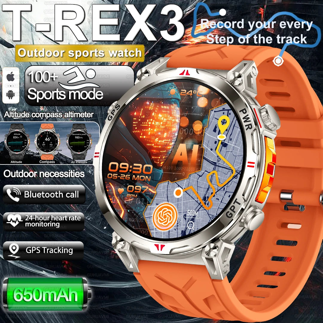 2025 New Military Dual-Band GPS SmartWatch Compass 10ATM Waterproof Tactics Compass Altimeter 100+Sport BT call Smart Watch Men - Fitmora™