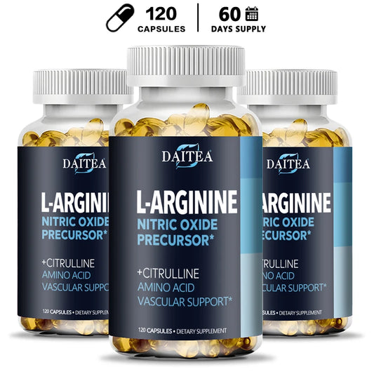 Daitea L-Arginine Supplement - For energy, strength and endurance support during exercise | Muscle Mass, Non-GMO
