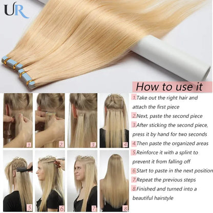 Human Hair Extension For Women Tape IN Hair Extensions Bonded Hairpieces Capsules Microlink Capsules Natural Straight Hair 20PCS
