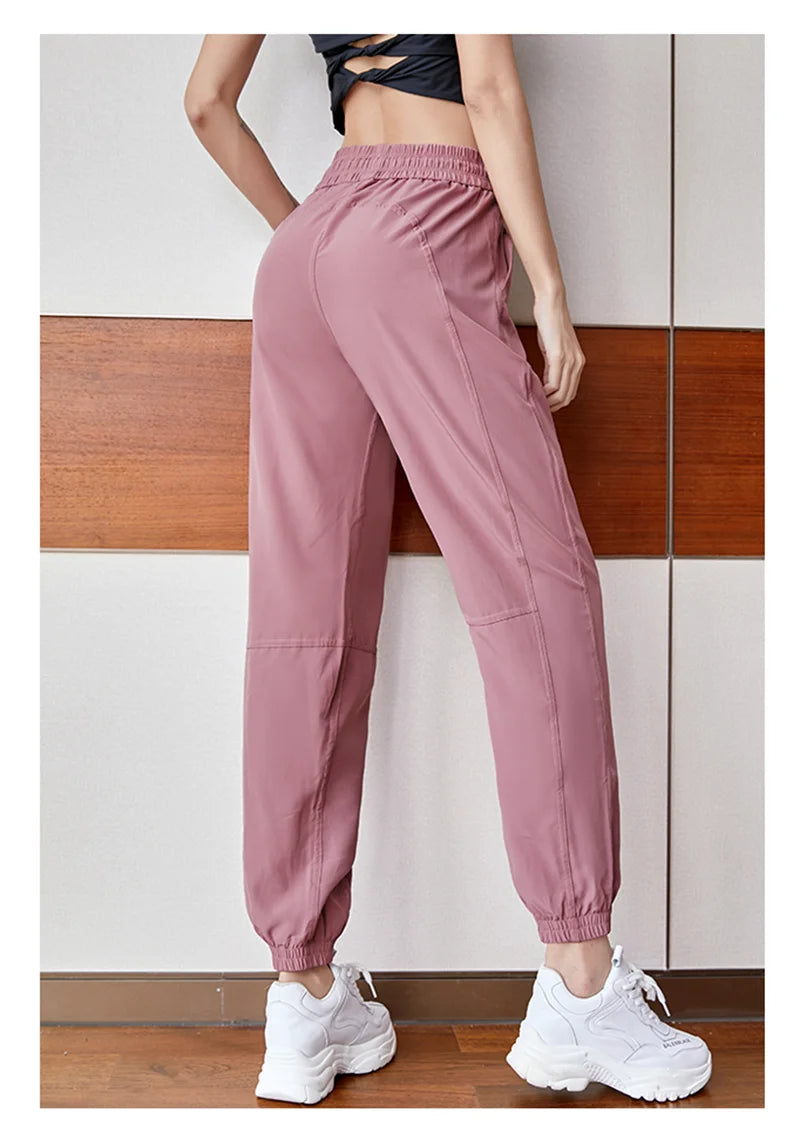 Fitness Sports Pants Women Elastic Band Waist/Foot Quick Dry Loose Cycling Running Yoga Pants Female Streetwear Pantalon Femme