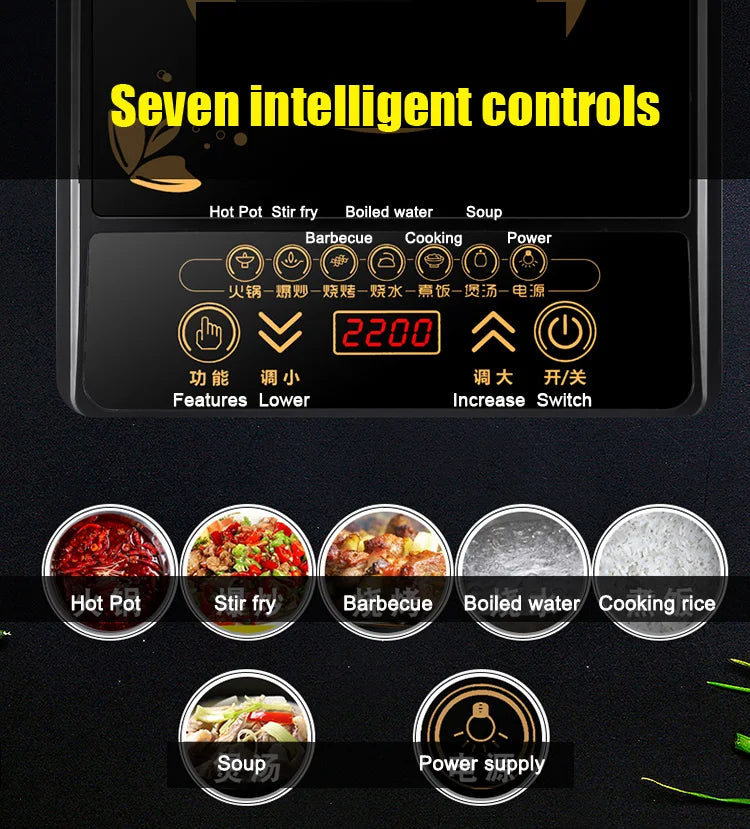 DMWD Electric Magnetic Induction Cooker Household Waterproof Small Hot Pot Heating Stove Touchpad Stir-fry Dish Cooking Oven EU
