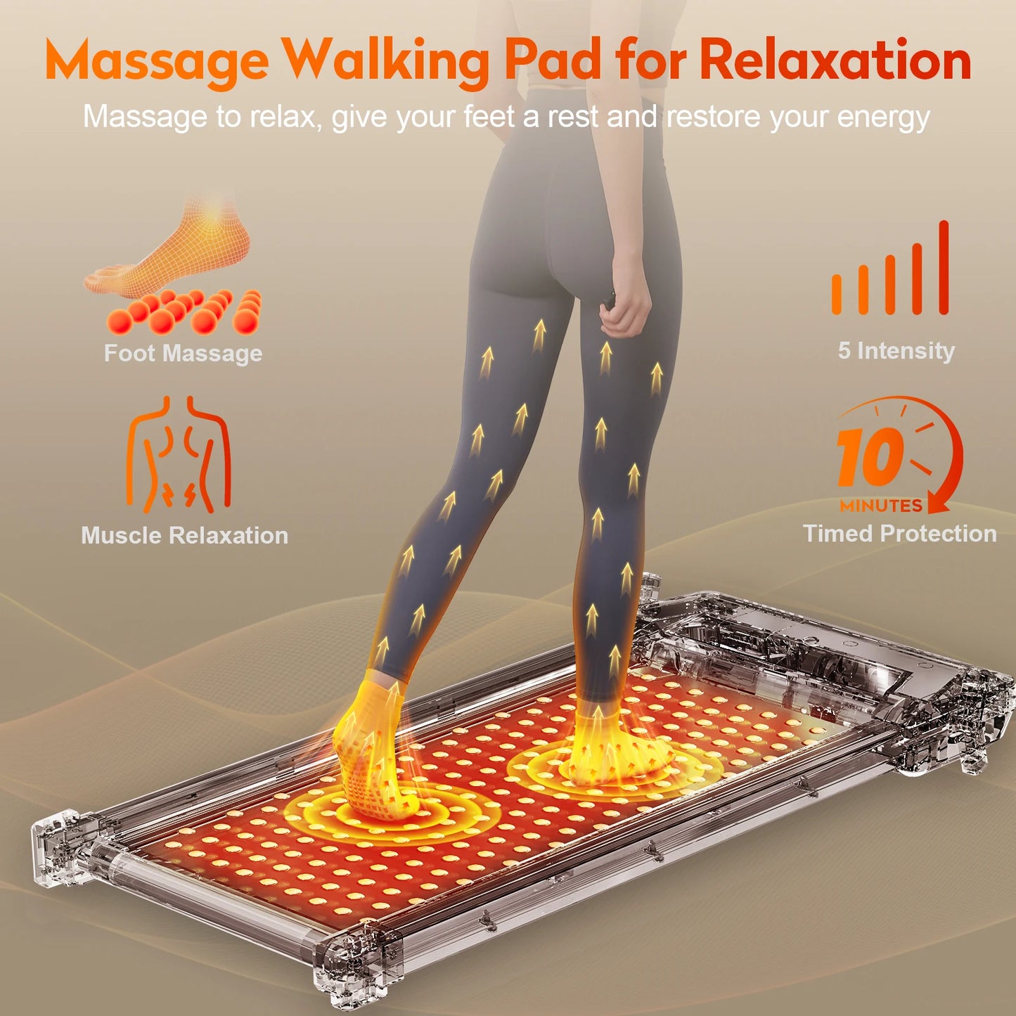 Massage Treadmill Portable Running & Walking Pad with LED Screen Home Use Cardio Training Electric Max User Weight 150kg