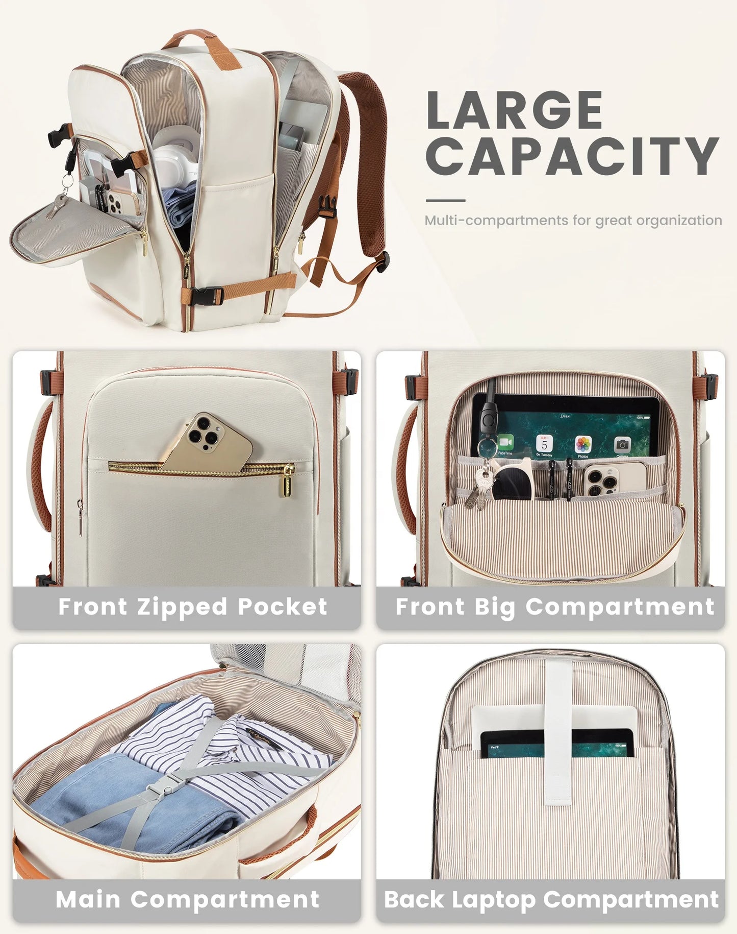 LOVEVOOK 40L Large Carry on Camping Hiking Backpack Bag for Outdoor Airline Approved Weekender Sports Travel  Laptop Backpacks