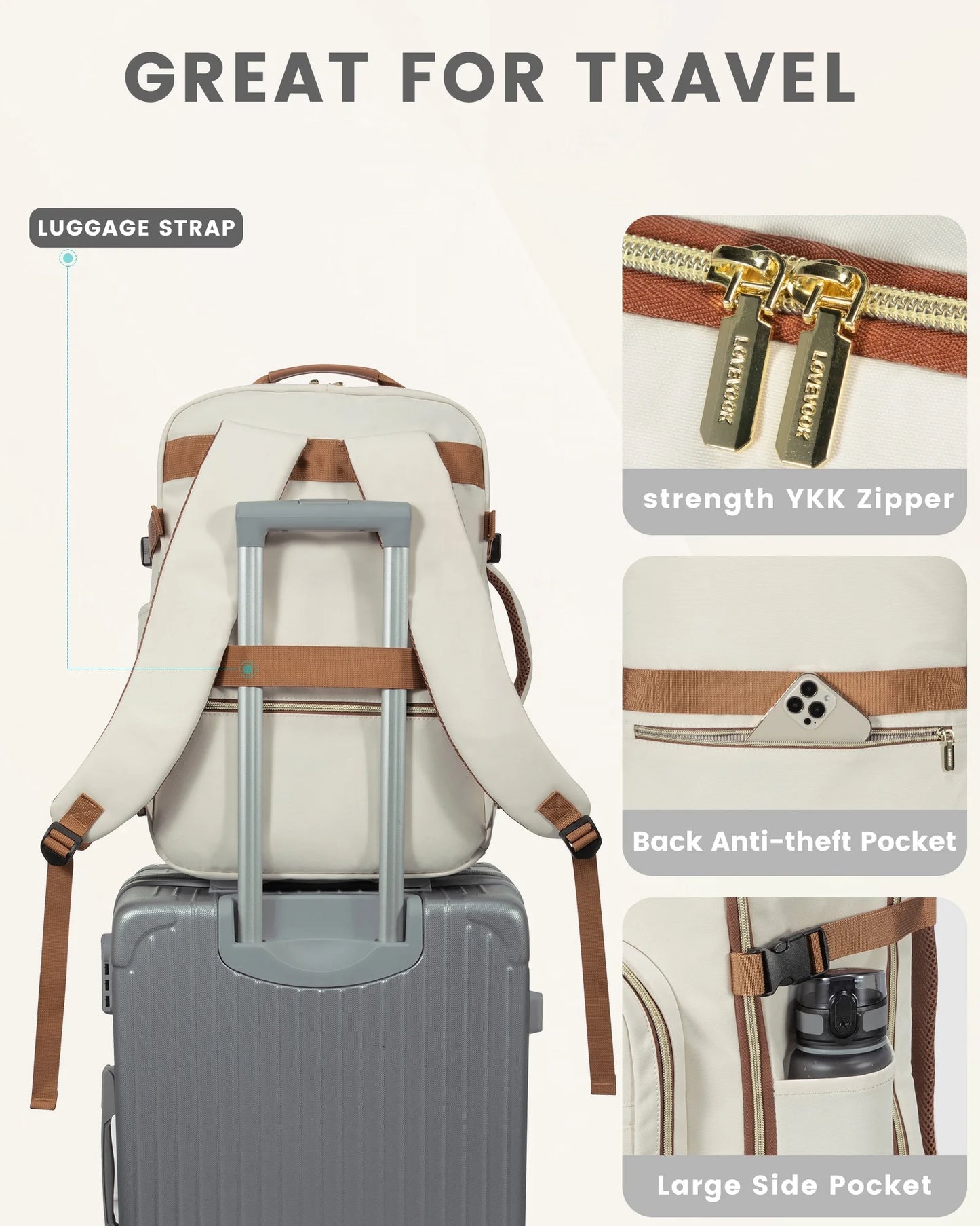 LOVEVOOK 40L Large Carry on Camping Hiking Backpack Bag for Outdoor Airline Approved Weekender Sports Travel  Laptop Backpacks