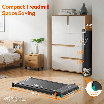 Massage Treadmill Portable Running & Walking Pad with LED Screen Home Use Cardio Training Electric Max User Weight 150kg
