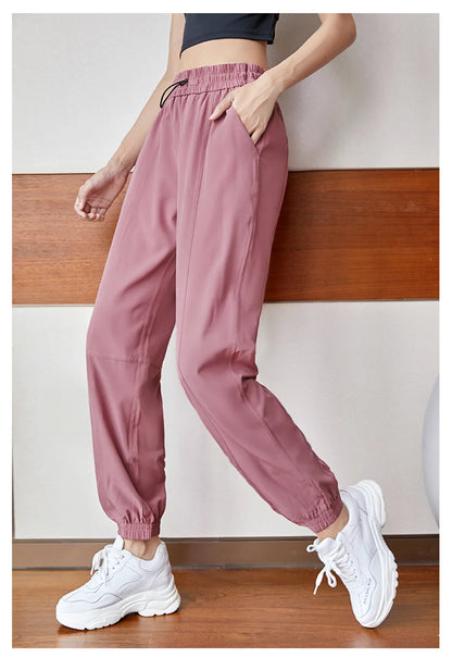 Fitness Sports Pants Women Elastic Band Waist/Foot Quick Dry Loose Cycling Running Yoga Pants Female Streetwear Pantalon Femme