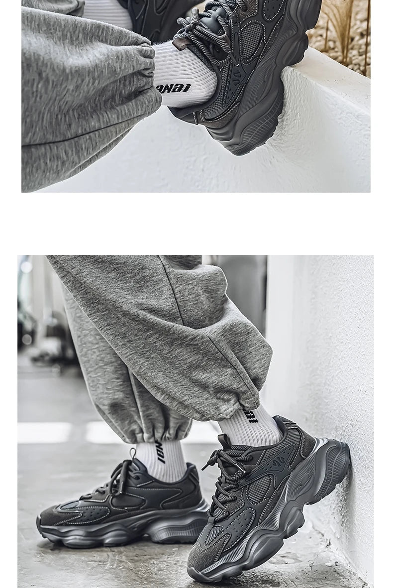 Sports Casual Men Shoes Anti Slip Wear-Resistant Trendy Breathable Outdoor Running Soft Platform Soles Comfort Male Sneakers