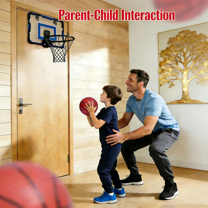 Basketball Hoop Wall Mounted, Over Door Indoor Outdoor Hoop Set with Ball for Kids Adults Home Office Training Game