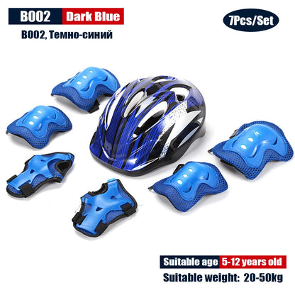 Kids Adjustable Helmet Protective Gear Set Sports Knee Elbow Wrist Pads for Children Boys Girls Bike Skateboard Scooter Roller