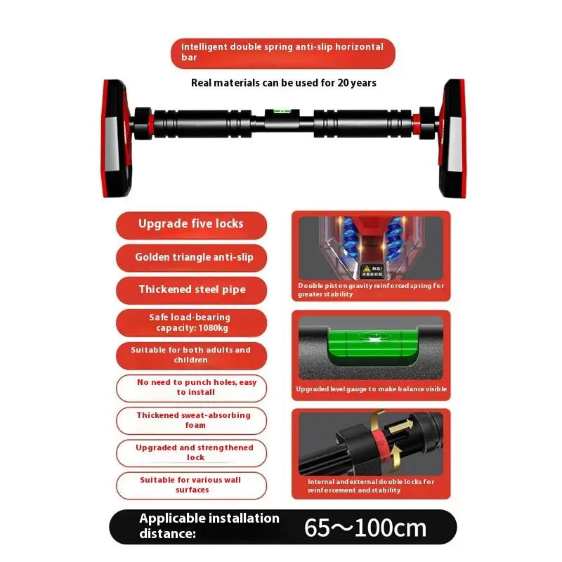 Home Gym Pull-Up Bars Training Horizontal Bar Non-Slip Telescopic Chin Up Bar Fitness Training Bar Anti-Reversing Sit Up Bar