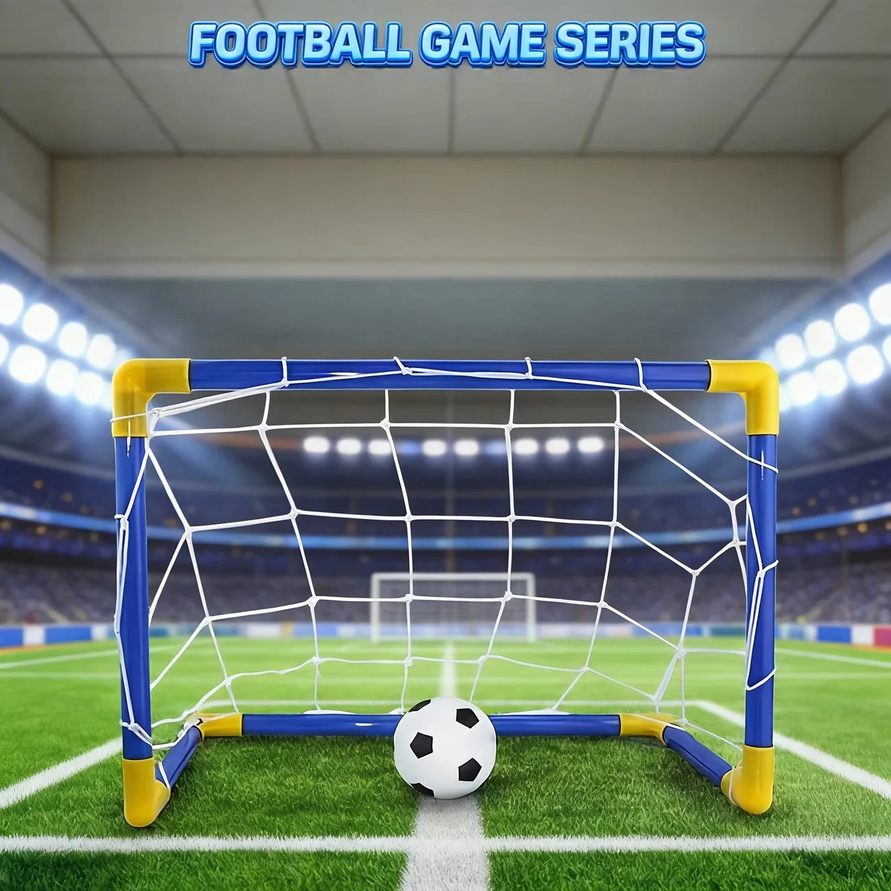 Kids Mini Football Goal Set, Portable Soccer Net with Ball & Pump, Indoor Outdoor Sports Toy for Boys Girls, Backyard Beach Play