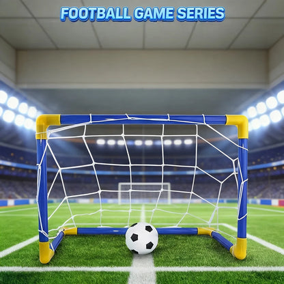 Kids Mini Football Goal Set, Portable Soccer Net with Ball & Pump, Indoor Outdoor Sports Toy for Boys Girls, Backyard Beach Play