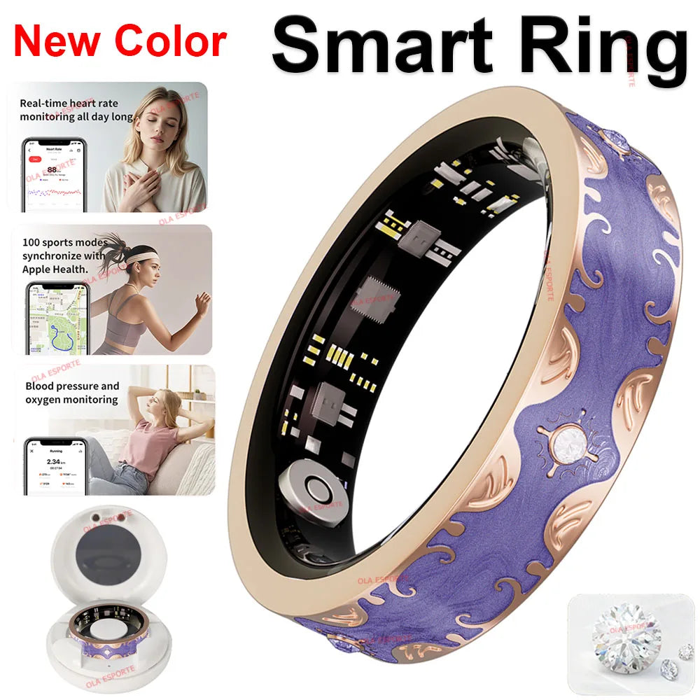 2026 New Smart Ring Men Women with Charging Case Heart Rate Blood Oxygen Health Sleep Monitoring IP68 Waterproof For Android IOS