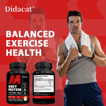Whey Protein Capsules - Contains 5000mg of Protein - Supports Recovery, Balanced Muscle Health, Gluten Free,NON-GMO