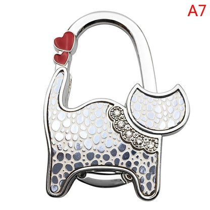 Protable Cat Shape Metal Bag Table Edge Hanger Holder Tiny Hooks Folding Bag Purse Hanger Handbag Hook Purse Tote Home Storage