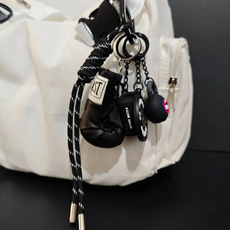 New Fitness Keychain Gym Lovers Fitness Enthusiast Gift Barbell Dumbbell Keychain Fitness Bag backpack Charms