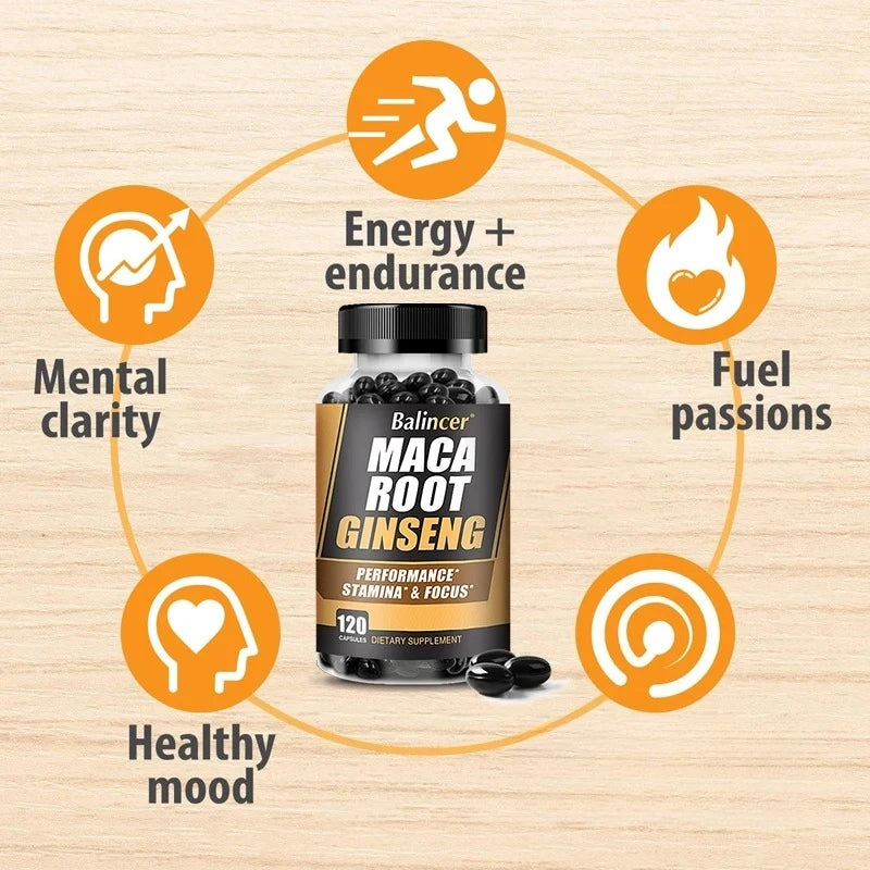 Balincer Men's Health Maca Root Ginseng Extract - Energy Supplement - For Endurance, Strength, Muscle Supplement