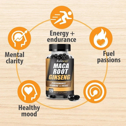 Balincer Men's Health Maca Root Ginseng Extract - Energy Supplement - For Endurance, Strength, Muscle Supplement