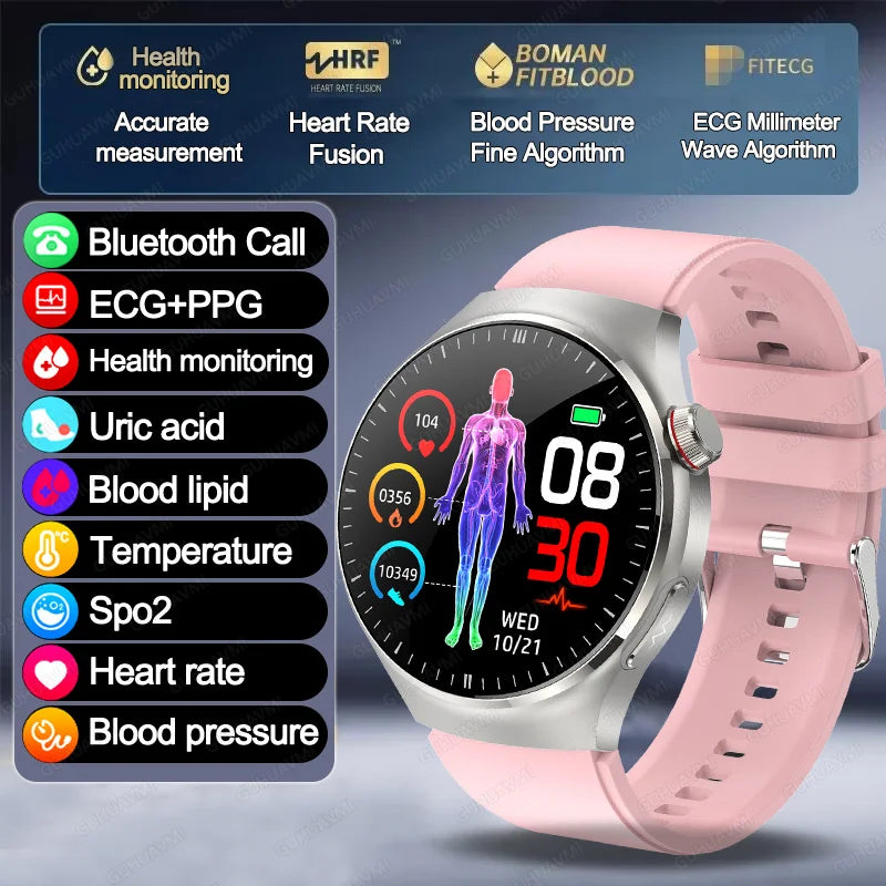 2026 New Non Invasive Health Monitoring Smartwatch Blood Lipids Uric Acid Heart Rate Body Temperature Bluetooth Call Smart Watch