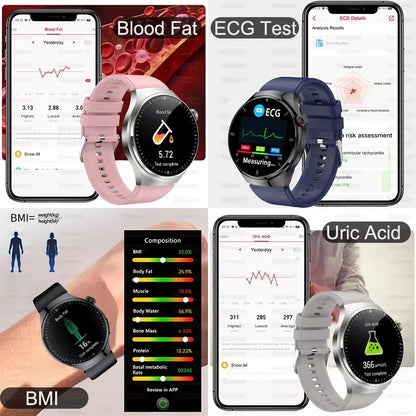 2025 Fashion New Men Dody Health Monitoring Smart Watch Blood Pressure Blood Lipid Uric Acid ECG+PPG NFC HD Bluetooth Call Watch