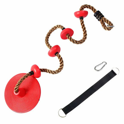 Kids Fitness Climbing Rope with Platforms and Disc Swing Seat Set Outdoor Swing Set Garden Toy Playground Accessories
