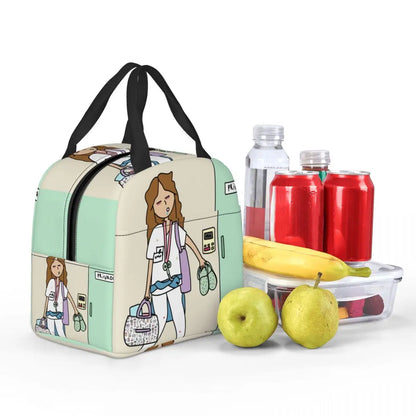 Custom Enfermera En Apuros Doctor Nurse Medical Health Insulated Lunch Bag for Women Portable Cooler Thermal Lunch Box School