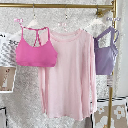 Women's Fitness Sports T-shirt Loose Long Sleeve Breathable Comfort Side-Opening Design Running Fitness Leisure Outdoor Yoga Top