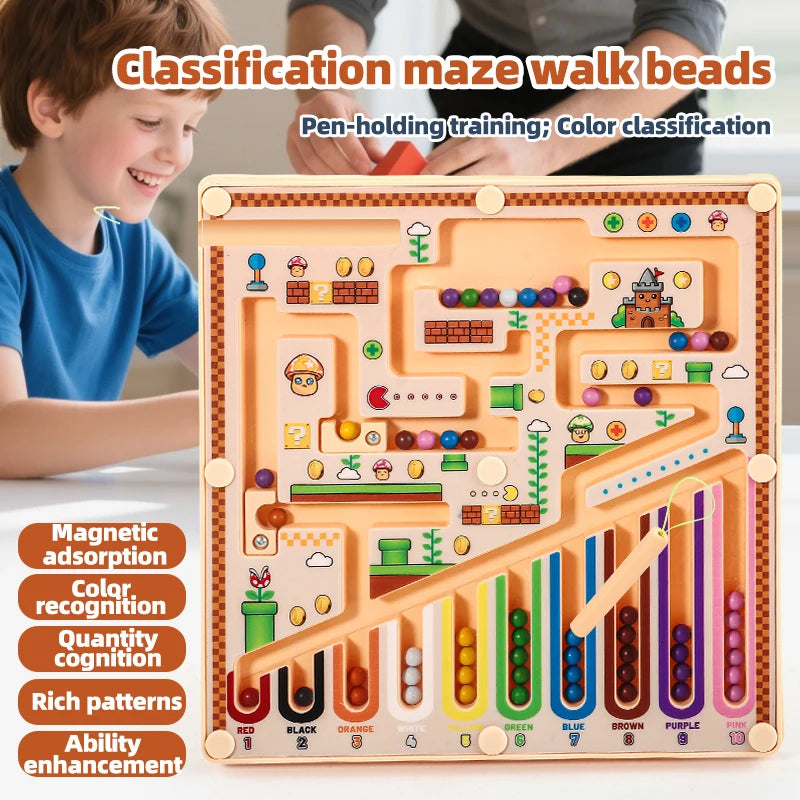 Kid Magnetic Maze Walking Ball Baby Concentration Training, Writing Logic Thinking Old Early Education Puzzle Toy Christmas gift