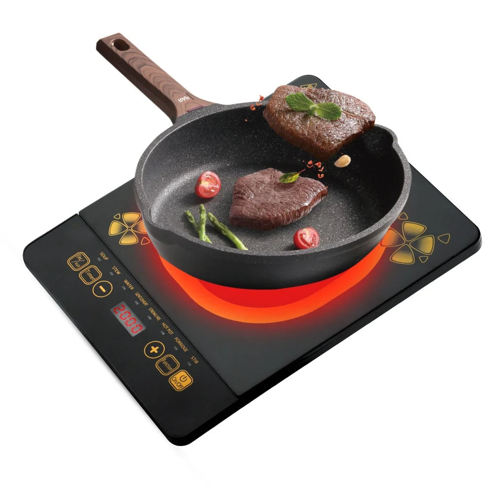 2200W Induction Cooktop With 10 Power Levels Glass Surface Non-Slip Design Intelligent Temperature Control EU Plug