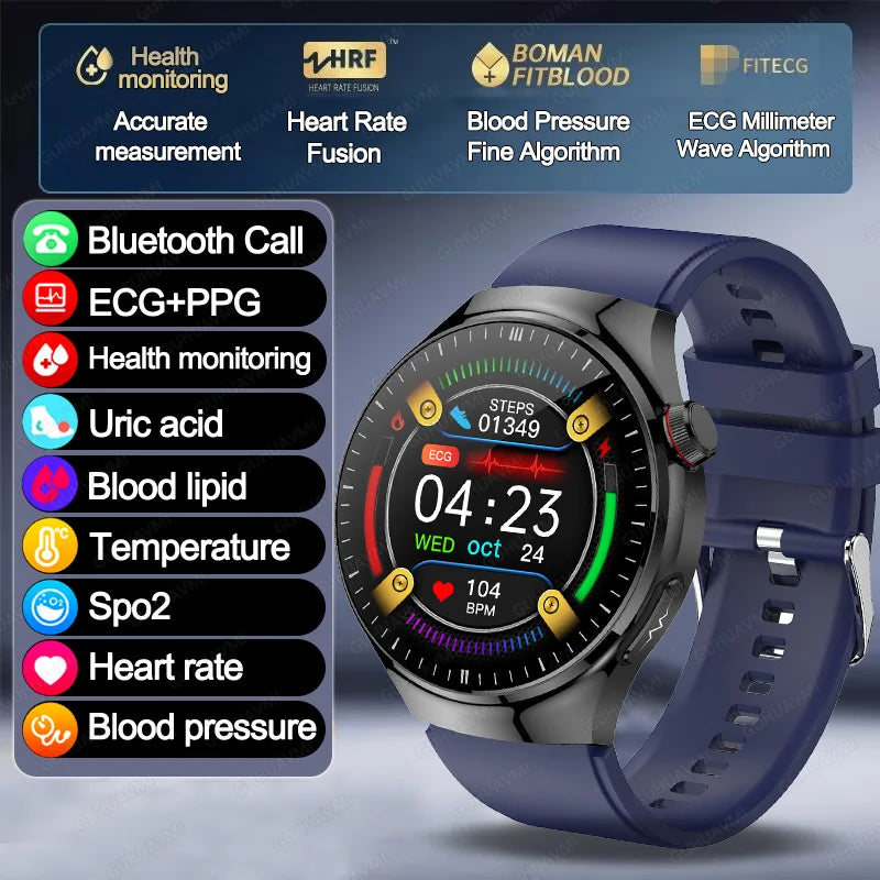 2026 New Non Invasive Health Monitoring Smartwatch Blood Lipids Uric Acid Heart Rate Body Temperature Bluetooth Call Smart Watch