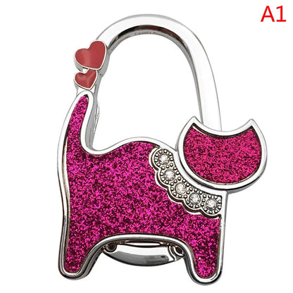 Protable Cat Shape Metal Bag Table Edge Hanger Holder Tiny Hooks Folding Bag Purse Hanger Handbag Hook Purse Tote Home Storage