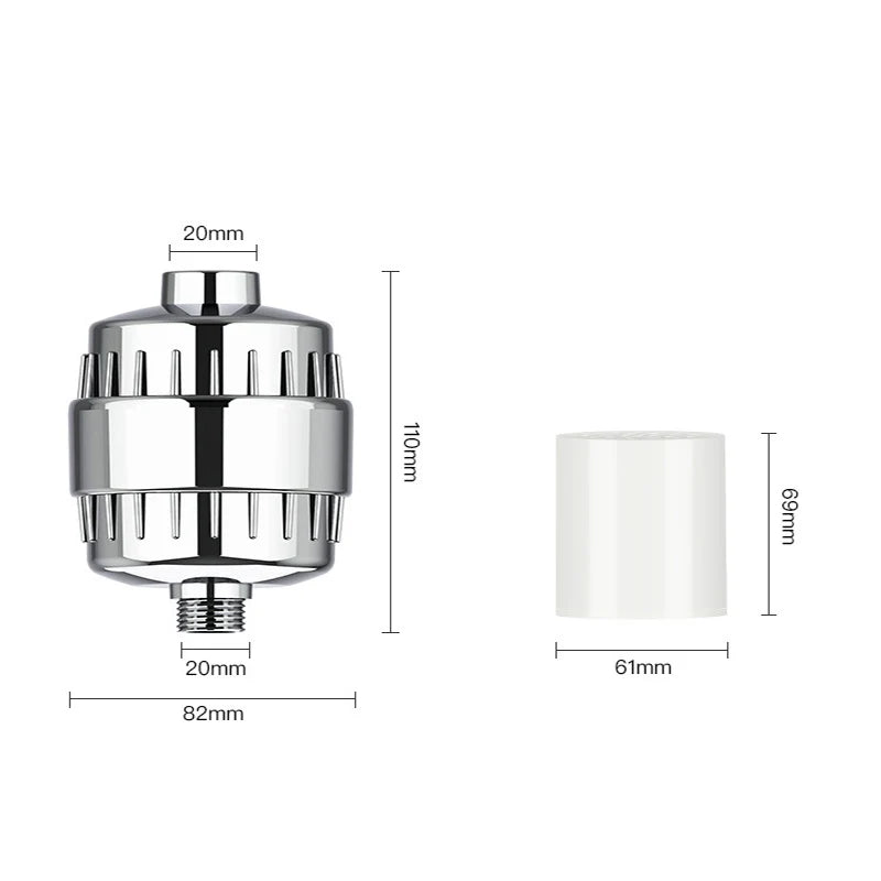Shower Head Pre-shower Filter Large Flow to Remove Residual Chlorine 15-20 Level Skin Care Shower Water Purifier