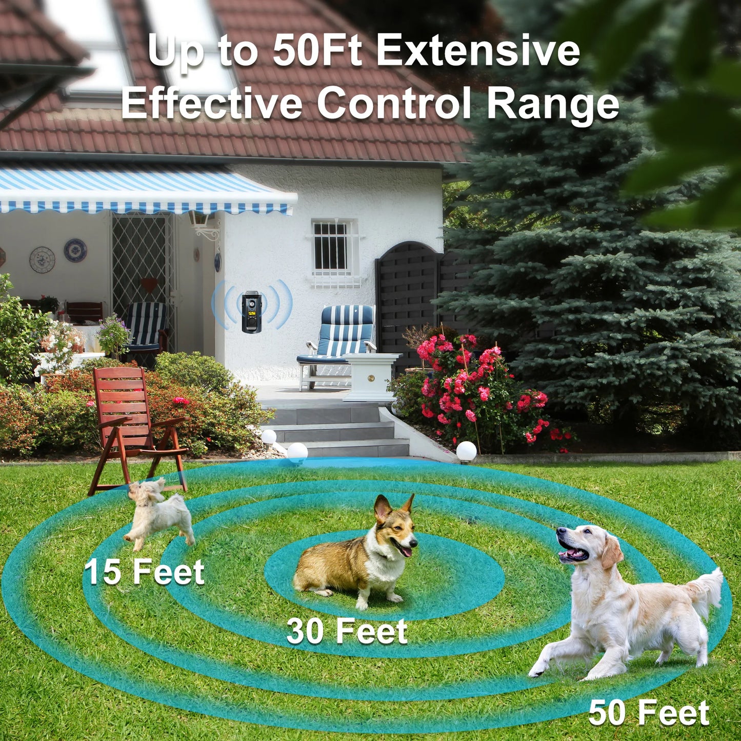 PATPET U13 Portable Ultrasonic Anti Barking Device Dog Solar Charging Dog Pet Training High Frequency Flash Rechargeable Home